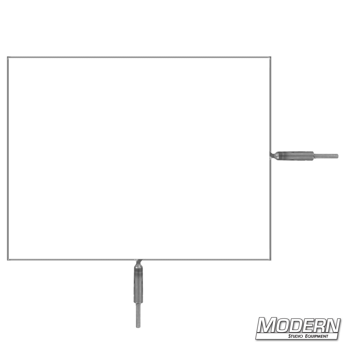 Flex Scrim Stainless Frame constructed from stainless steel with two mounting pins, available in open and solid configurations for professional film lighting control.


