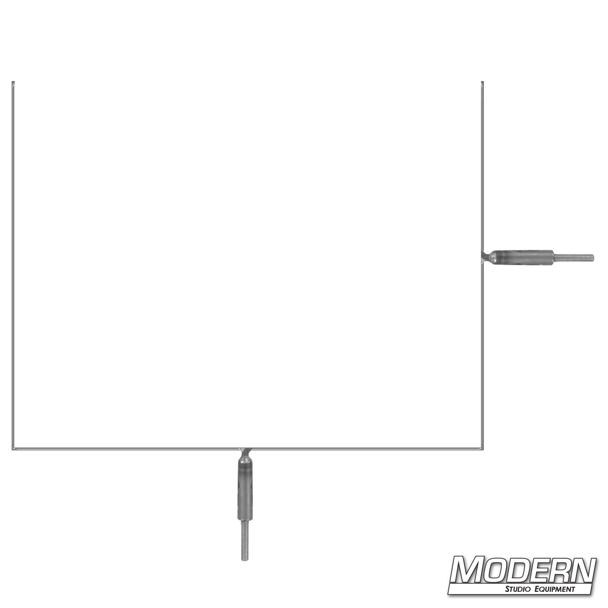 ALT Text

Flex Scrim Stainless Frame constructed from stainless steel with two mounting pins, available in open and solid configurations for professional film lighting control.

