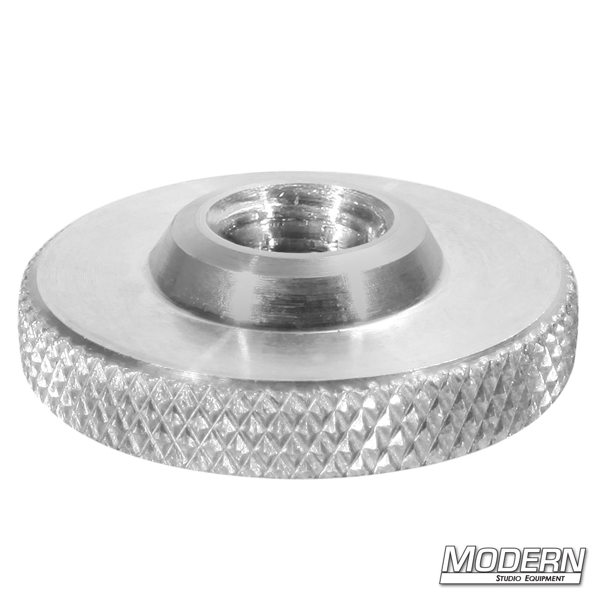 Knurled locking washer with 3/8"-16 female thread for professional grip, camera, and production hardware