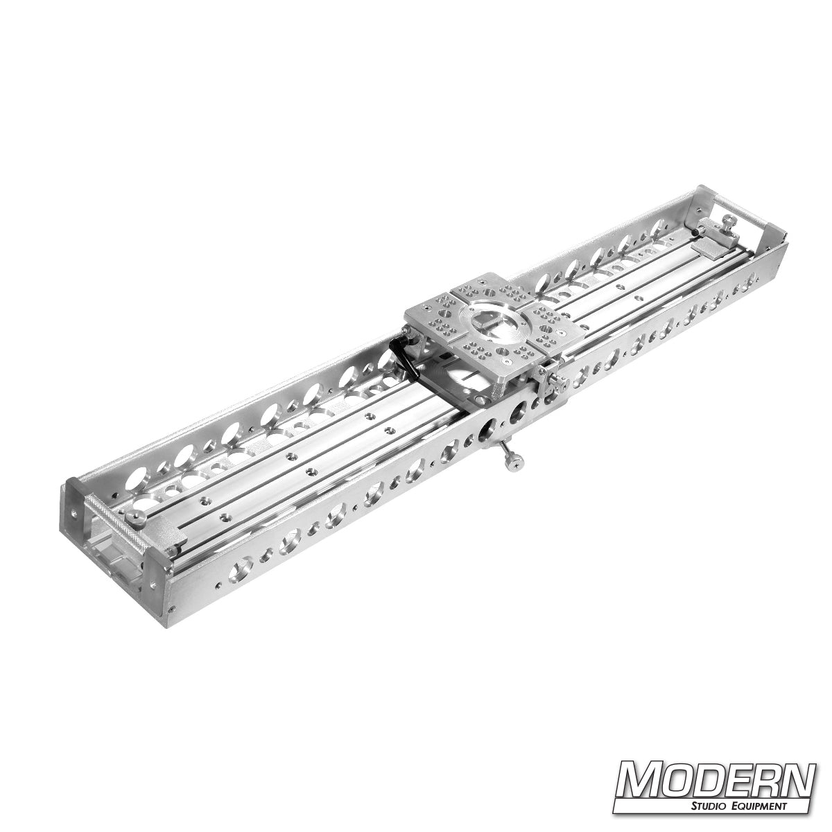 Camera slider system with full 360° rotation base for controlled filmmaking motion