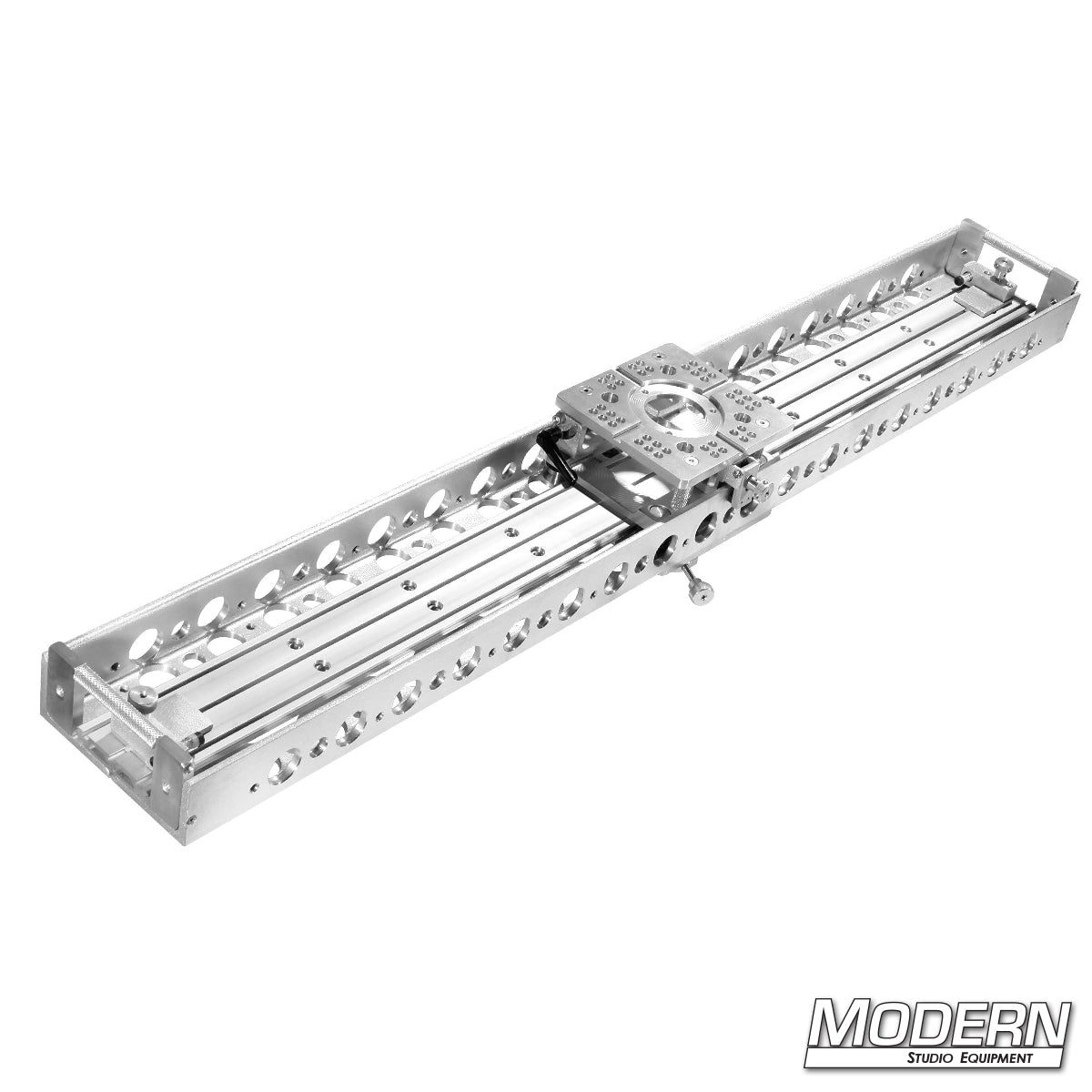 Cinematic camera slider equipped with a 360° swivel base for smooth professional video shots