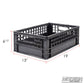 Black Half Milk Crate – compact, stackable storage solution for studio and production equipment