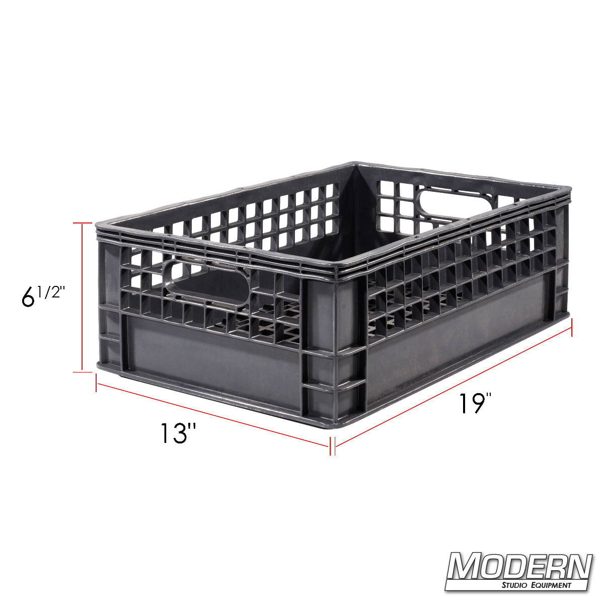 Black Half Milk Crate – compact, stackable storage solution for studio and production equipment