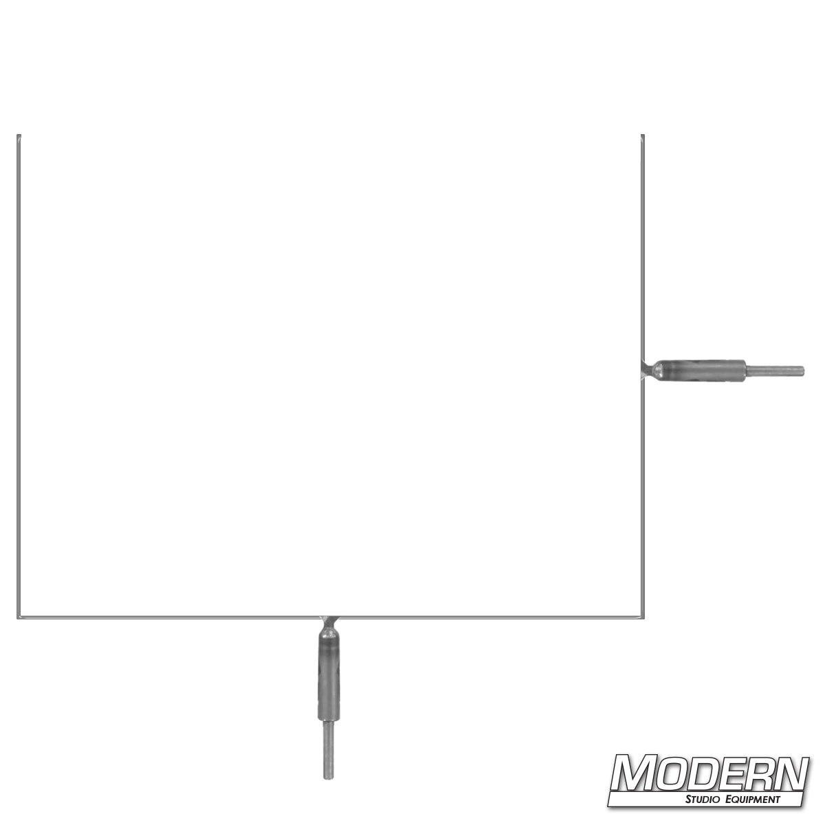 Flex Scrim Stainless Frame constructed from stainless steel with two mounting pins, available in open and solid configurations for professional film lighting control.