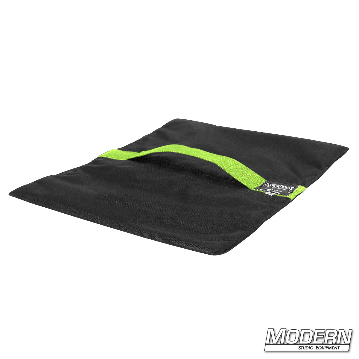 Flyaway sandbag 20 lb for film and TV grip equipment, used for stabilizing stands and rigging setups in D-green
