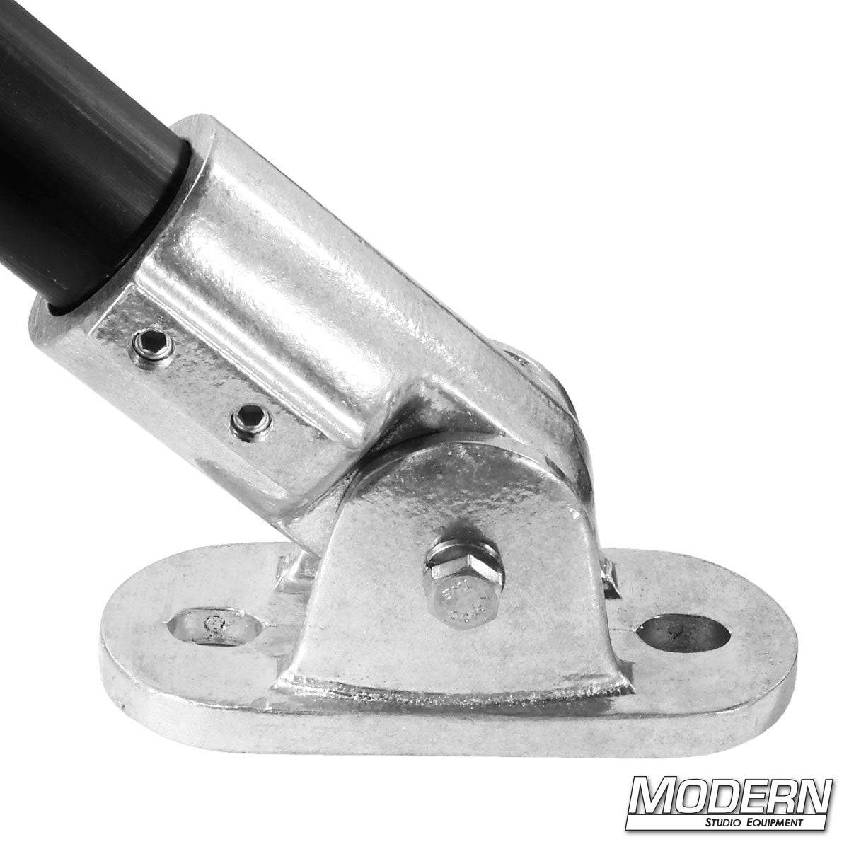 Hollaender adjustable flange fitting for 1-1/4 and 1-1/2 inch pipe used in professional grip and rigging setups