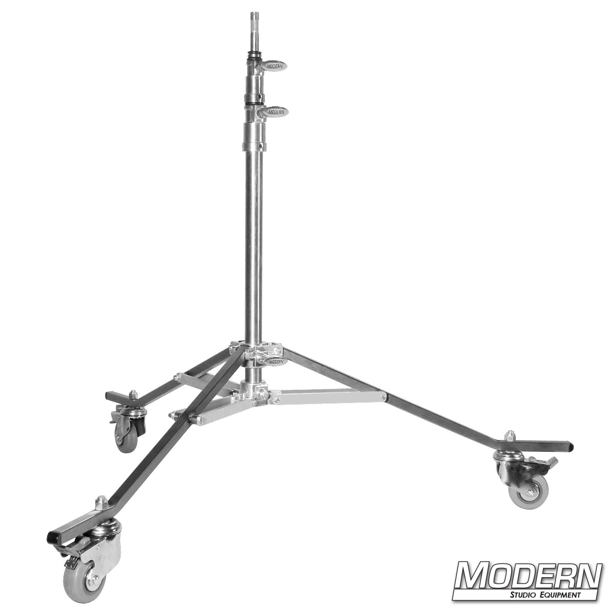 Mini Baby Double Riser Rolling Stand for film and TV production — compact grip stand with wheels for lighting, cameras, and rigging | Modern Studio Equipment