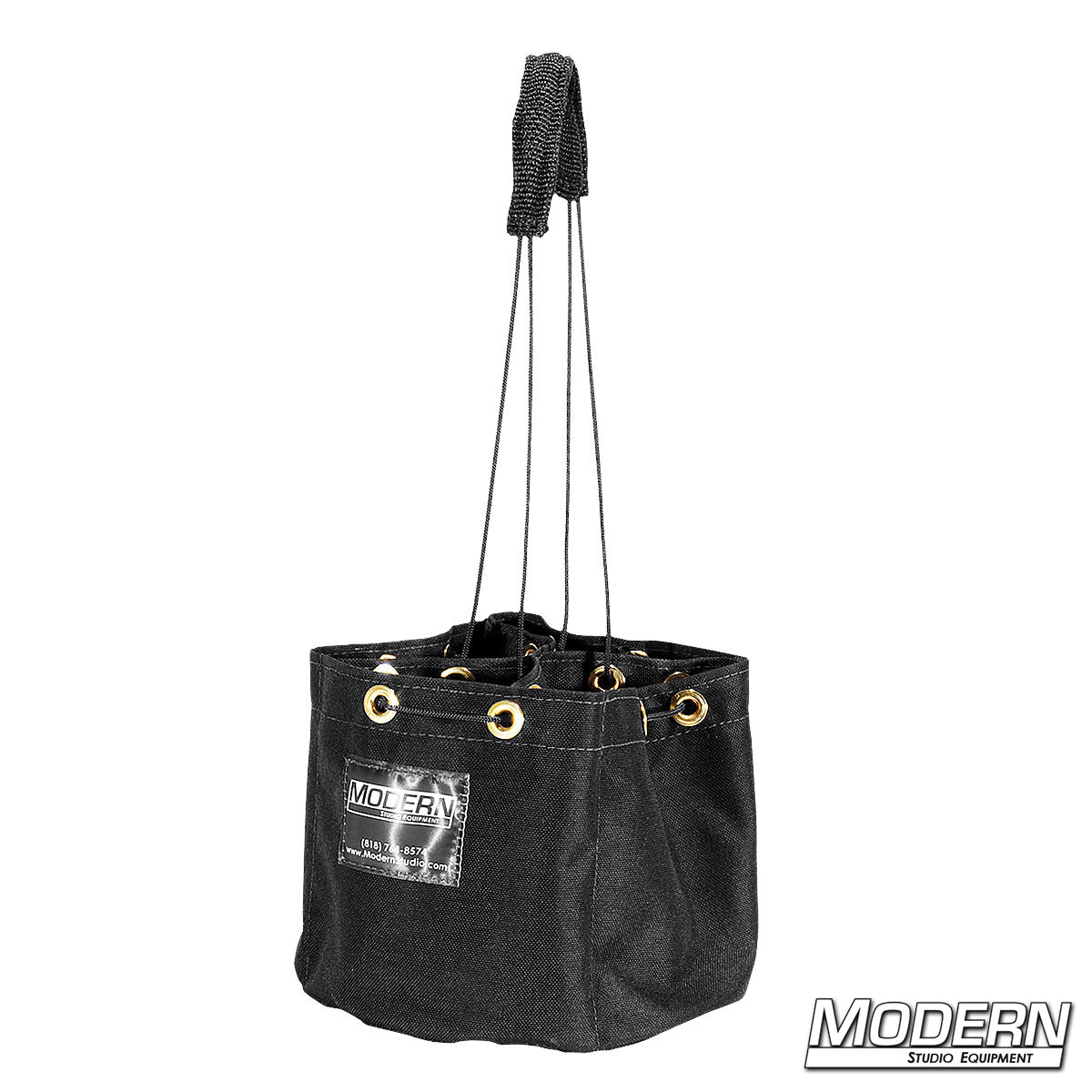 Black Cordura Nail and Screw Bag with multiple compartments, grommets and ties for organizing fasteners and small hardware