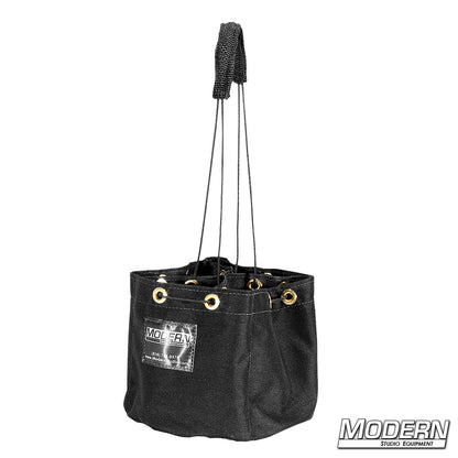 Black Cordura Nail and Screw Bag with multiple compartments, grommets and ties for organizing fasteners and small hardware