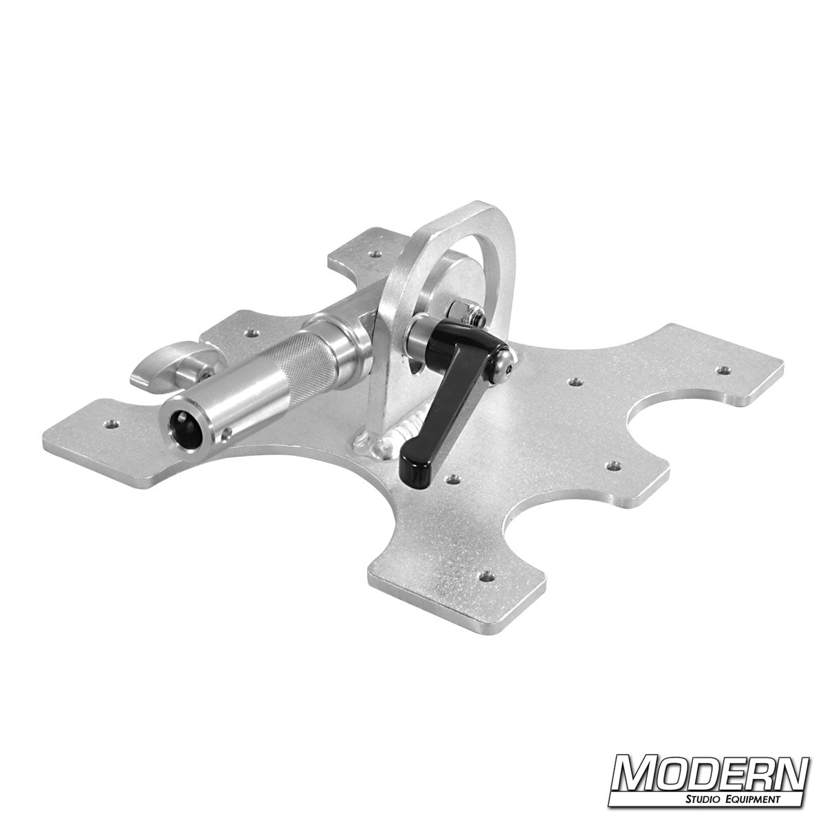Close-up of Super VESA 200 Mount swivel joint and mounting plate for production monitors