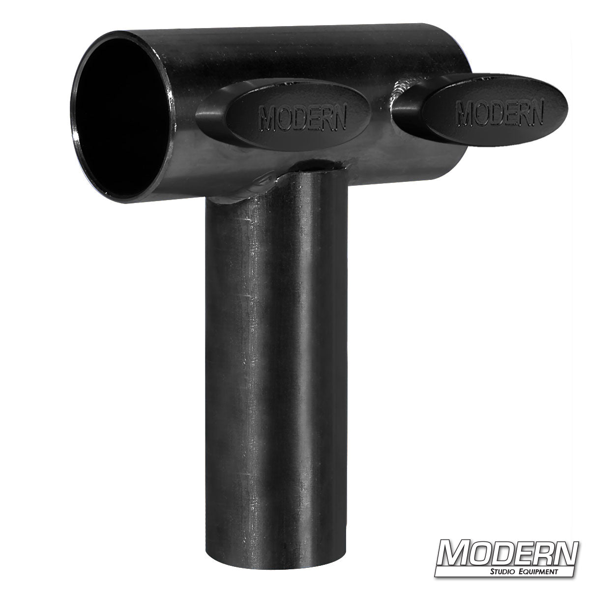 Swivel Tee fitting for 1-1/4 inch Speed-Rail with set screws for professional film and production rigging