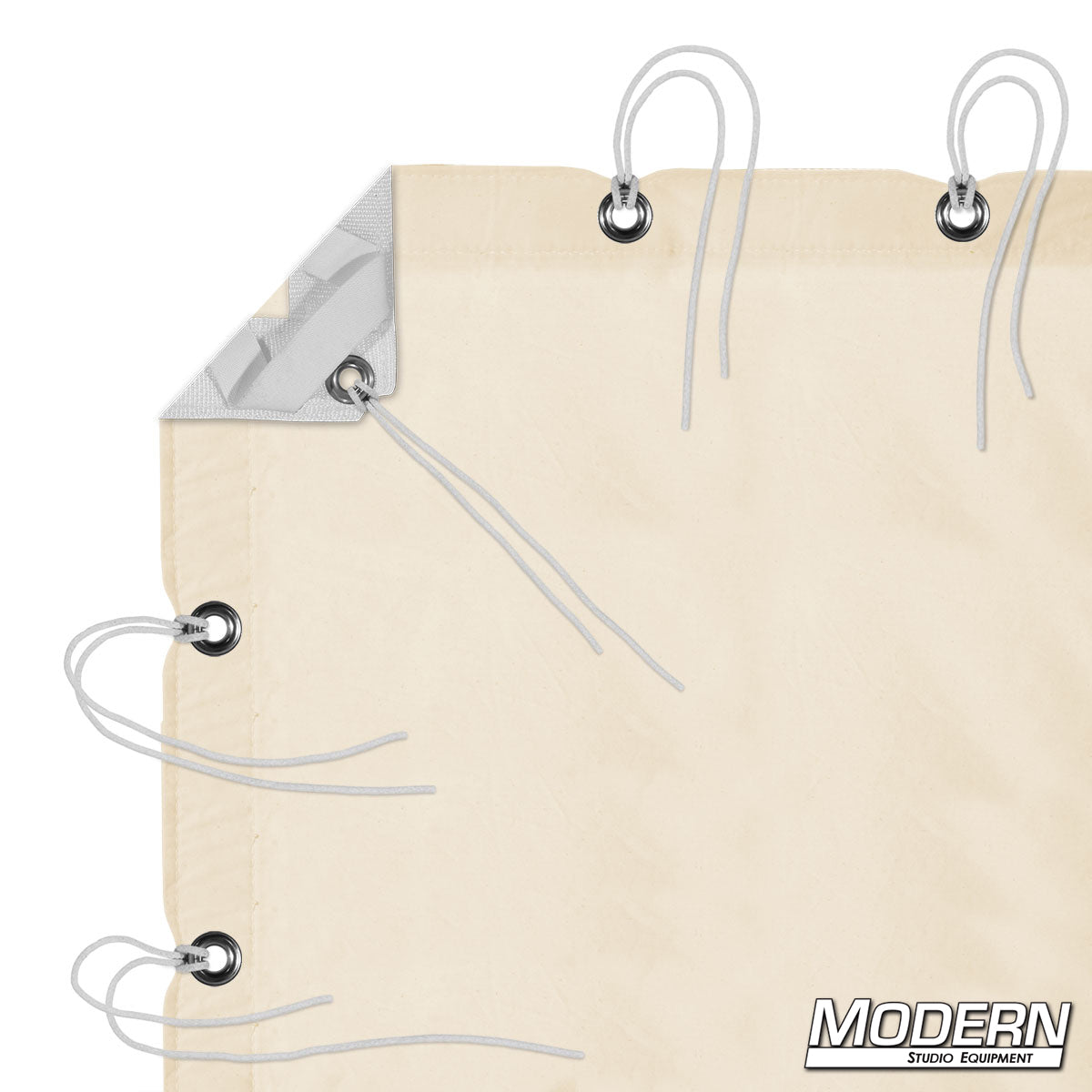 Unbleached Muslin backdrop for film and photography – natural cotton fabric for warm diffusion, bounce, and authentic stage or set lighting control.