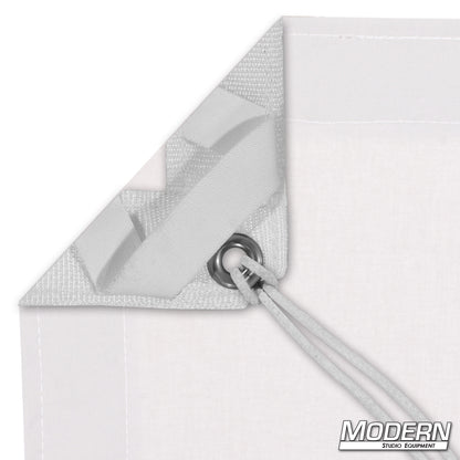 White Blackout Opaque Textile with Grommets, Ties and Elastic Corners for Complete Light Blocking and Professional Lighting Control