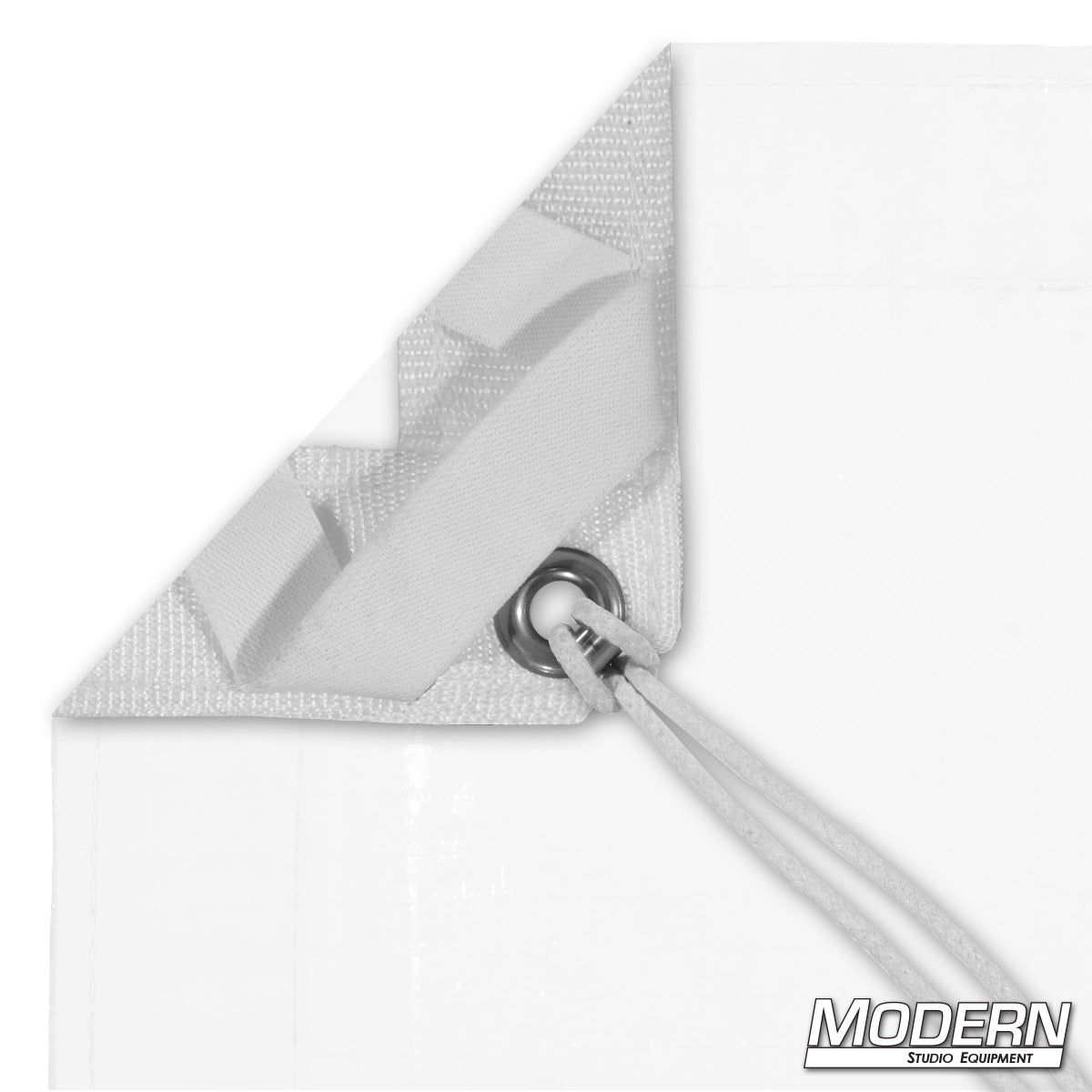 White China Silk Diffusion Textile with Grommets, Ties and Elastic Corners for Softening Direct Light Sources and Overhead Diffusion